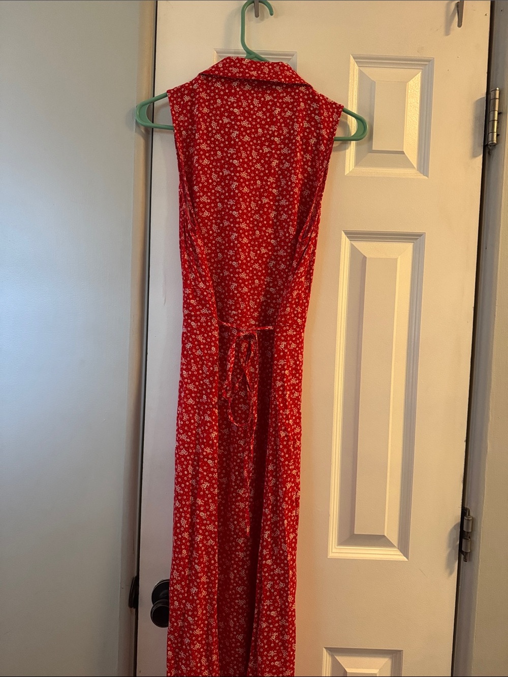 Sleeveless Red Floral Maxi Dress with V-Neck - Picture 5 of 5